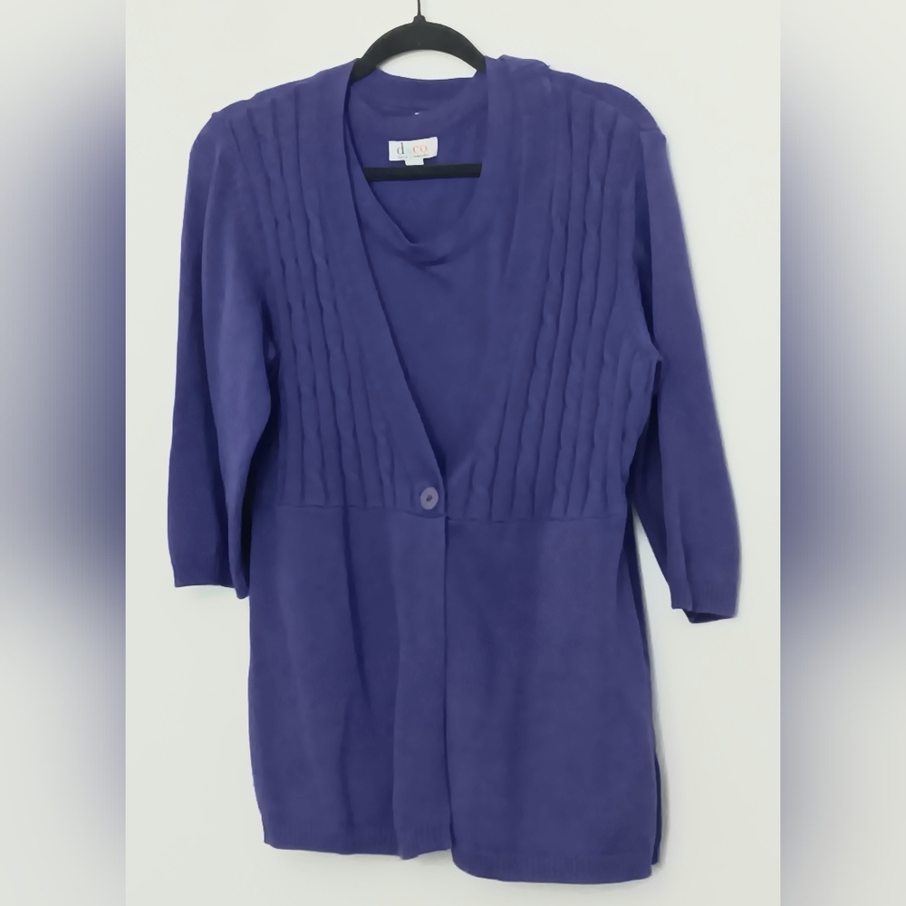 Denim & Co Purple‎ Tank & Sweater Set Women's Size Large 3/4 Sleeve Pre-owned